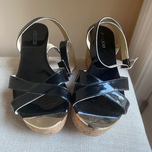Jimmy Choo Black patent leather wedges